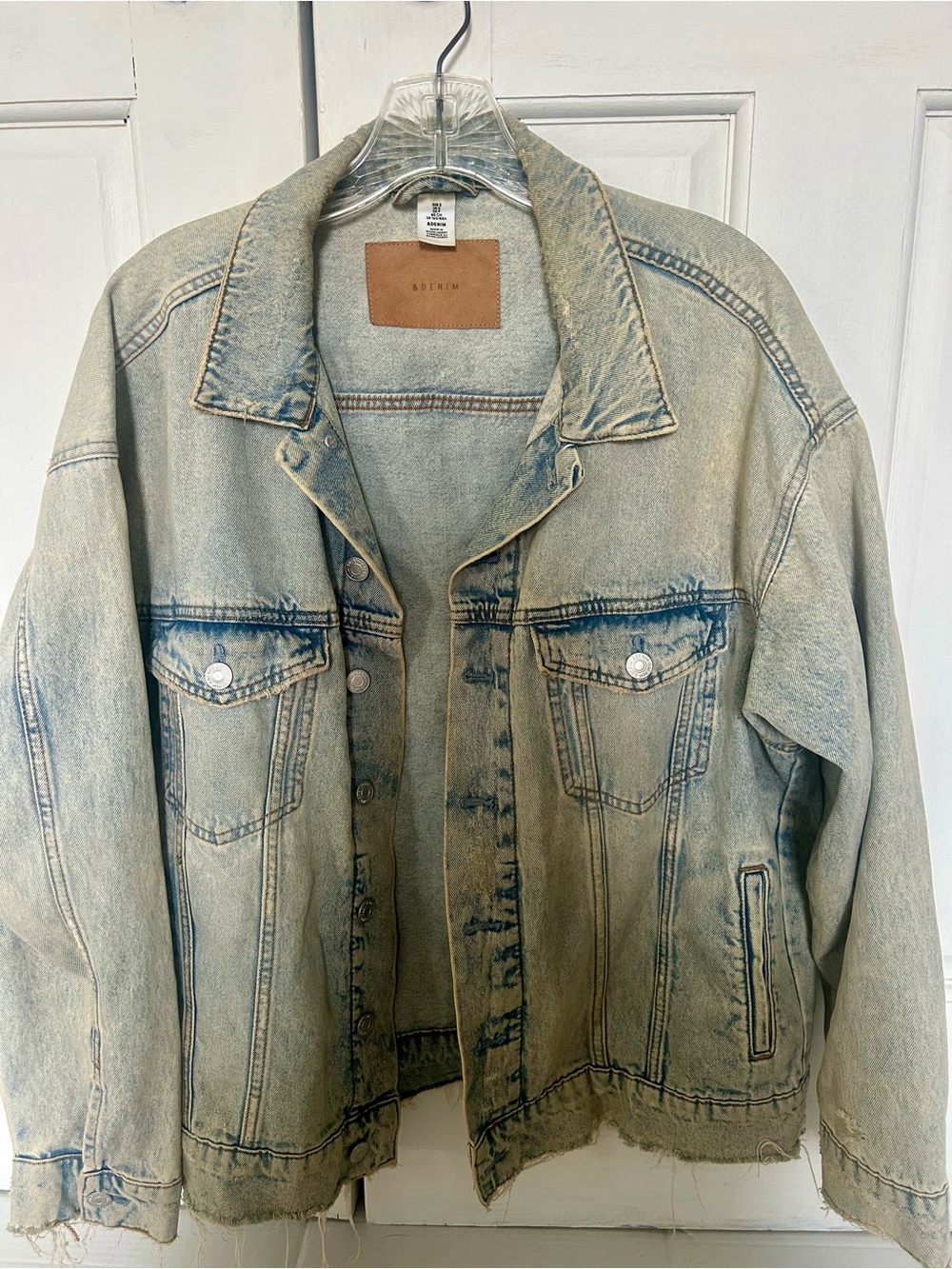 &denim Oversized Boxy Washed Light Blue Denim Jacket
